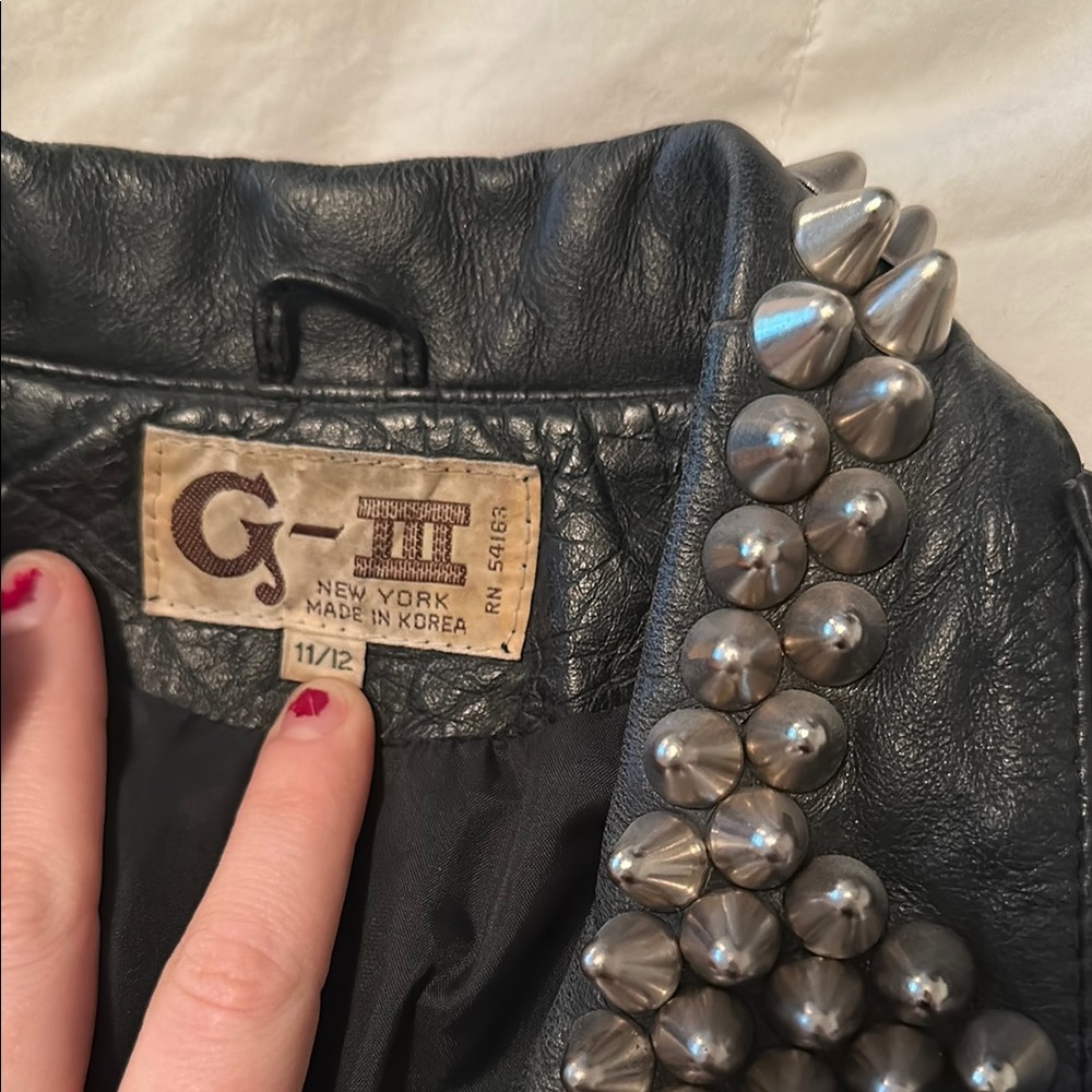 Black Leather Jacket with Spikes - Picture 6 of 7